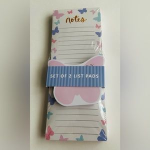 New Set of 2 List Pads Notepad Butterflies Long Pad with 22 lines Butterfly pad